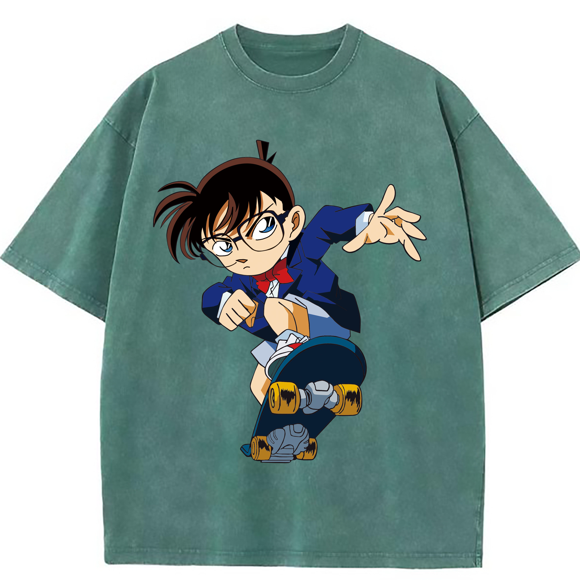 （画像用） 名探偵コナン 江戸川 コナン Detective Conan Conan Edogawa 綿100% ヴィンテージ風 半袖Tシャツ（フロントプリント）